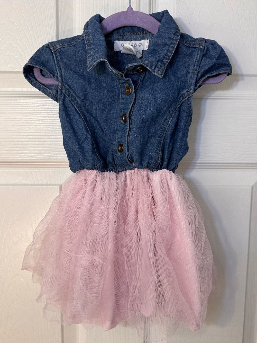 Emma & Elsa Denim Pink Tulle Tutu Dress Girls Size 3T